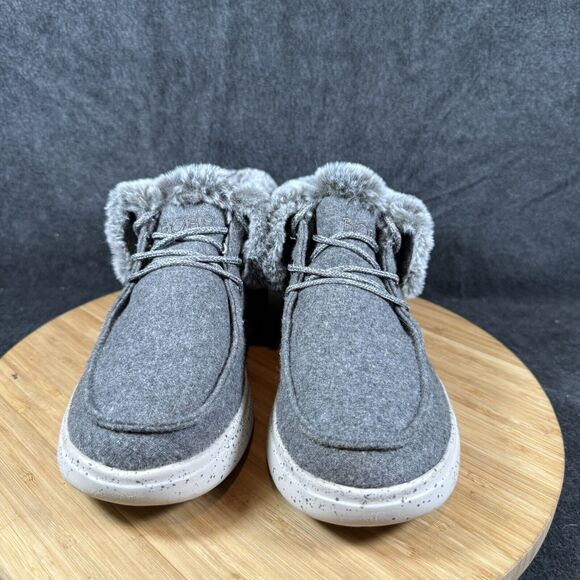 Skechers BOBS Boots‎ Womens 6.5 Skipper Lined Winter Bootie 113446 Gray Lace Up - Picture 2 of 8